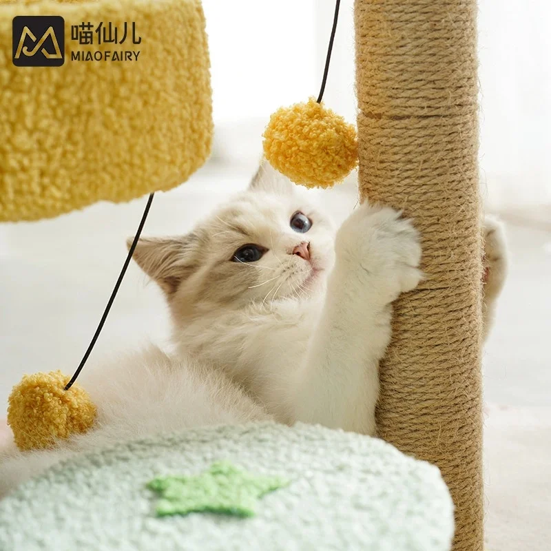 Sisal Cat Tree Cactus Style Cat Tower Kitten Climbing Frame Cute Funny Jumping Platform Sisal Cat Scratching Post Pet Supplies