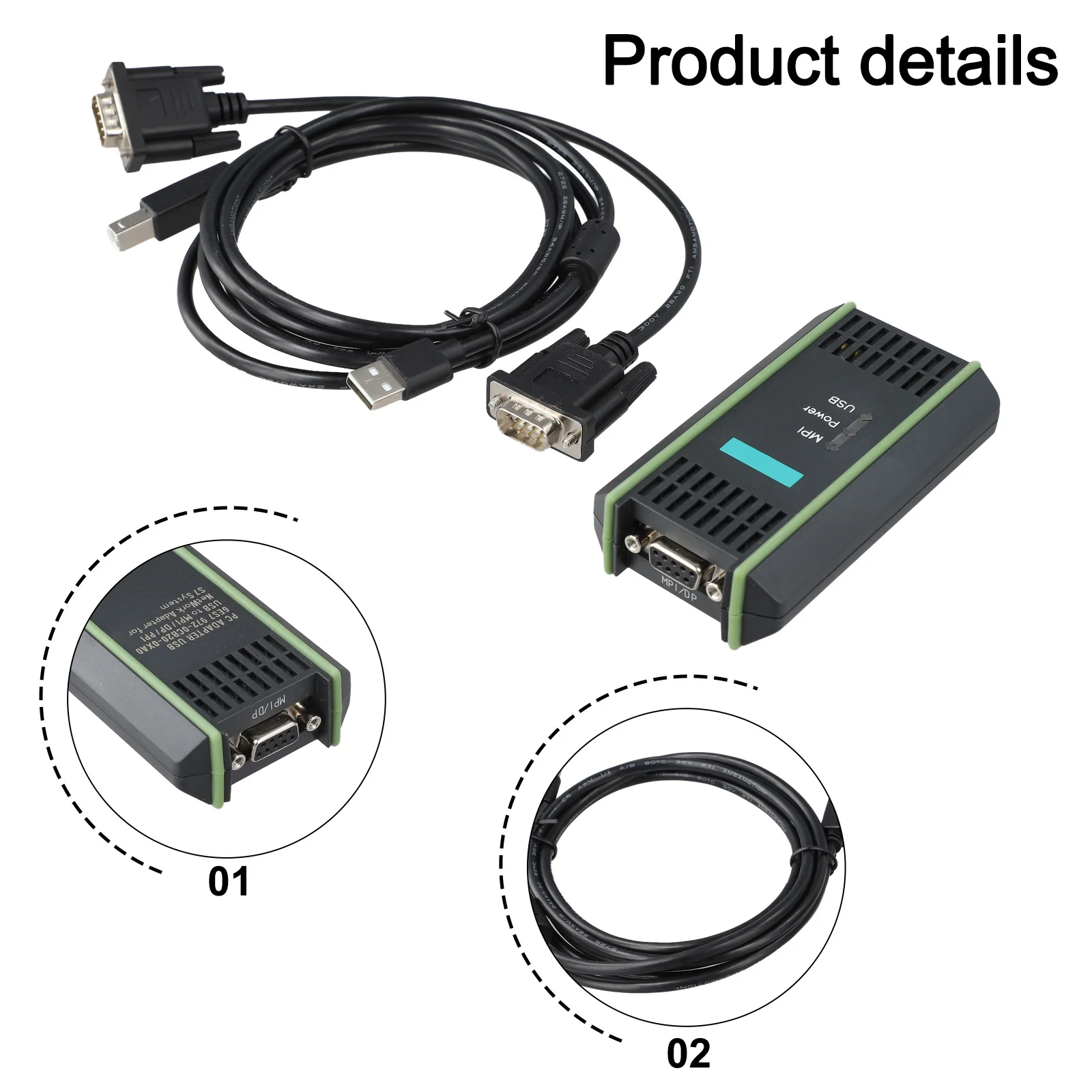 

USB/MPI Programming Cable Adapter for Siemens S7 200/300/400 PLC Supports RS485 Win7 Compatible Multi Master Communication