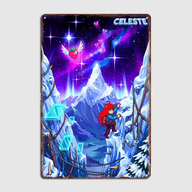 Celeste Video Game Art Poster Metal Tin Sign Indoor Outdoor Home Decor Bar Custom Posters Wall Room Decorations