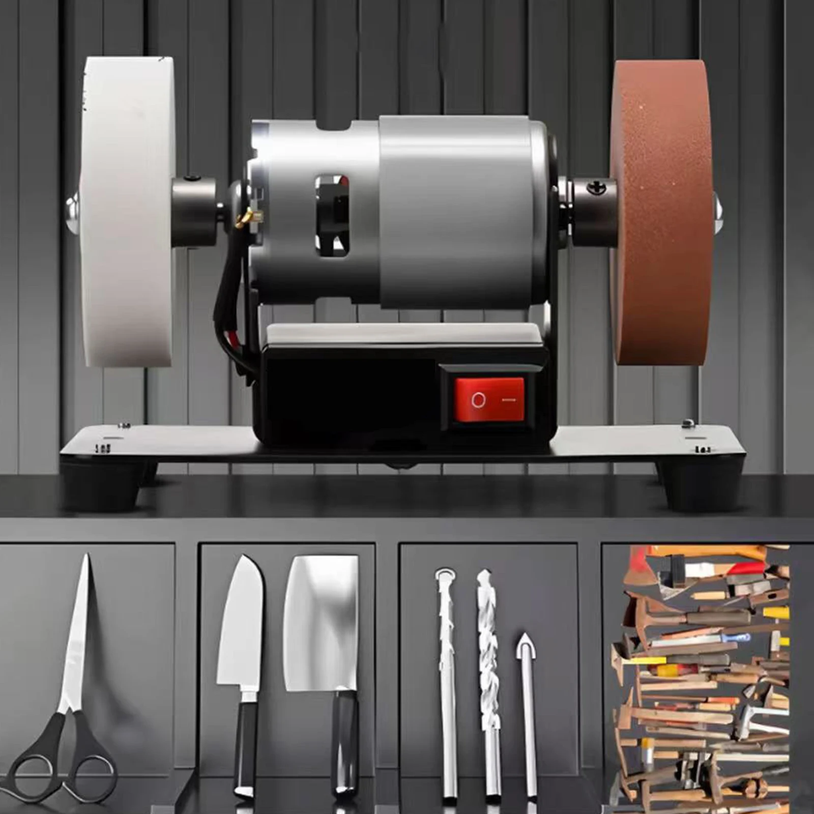 Mini Bench Grinder with 2 Wheels Electric  Sharpener Grinder 7 Adjustable Speed for Metal Wood Stone Jewelry  Making