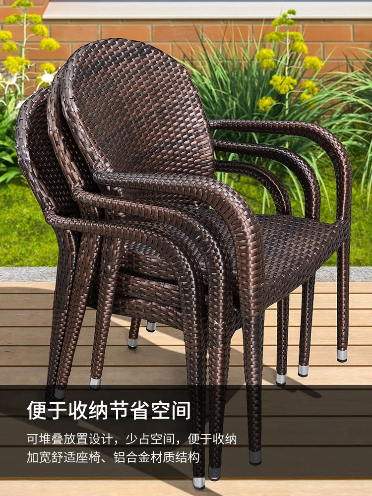 Purple outdoor household rattan chairs single dining table rattan outdoor balcony leisure