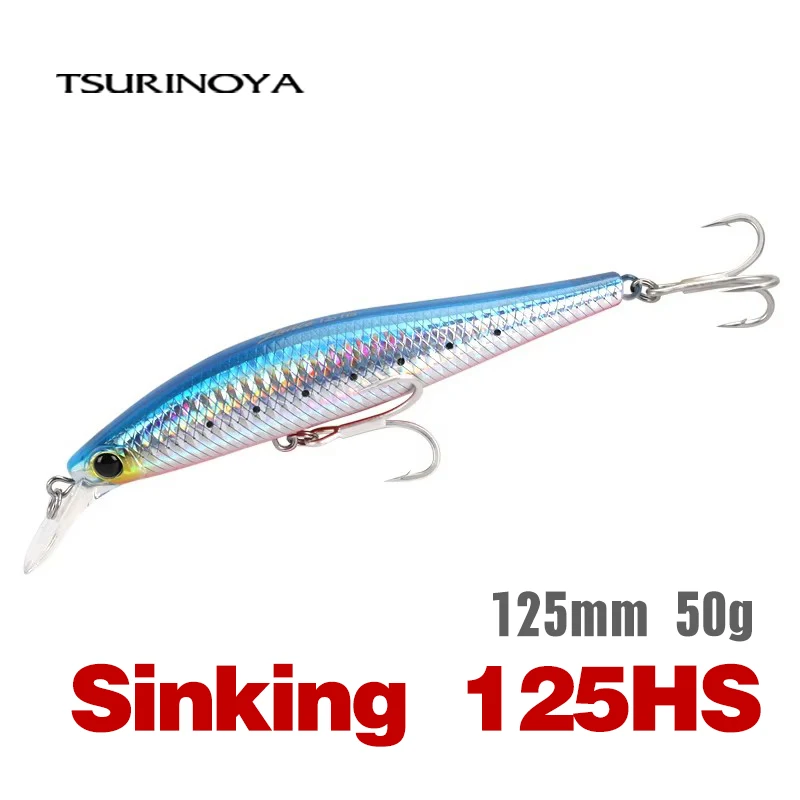 TSURINOYA 125HS Sinking Minnow 125mm 50g LANCE Saltwater Hard Boat Fishing Lure Artificial Minnow Bait Treble Hooks Wobblers