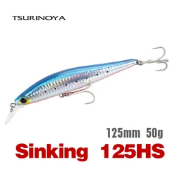 TSURINOYA 125HS Sinking Minnow 125mm 50g LANCE Saltwater Hard Boat Fishing Lure Artificial Minnow Bait Treble Hooks Wobblers