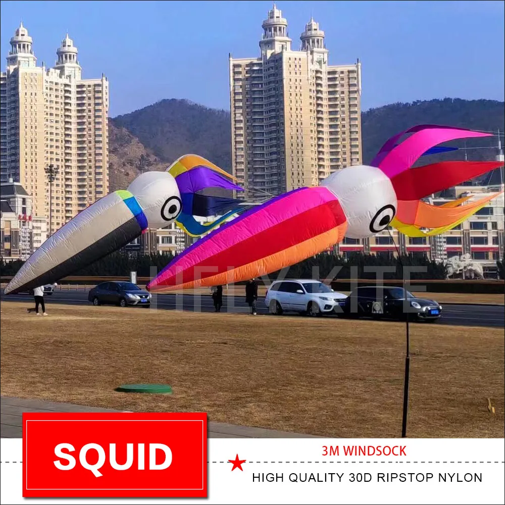 NEW ARRIVAL 3M squid  WINDSOCK INFLATABLE KITE RIPSTOP NYLON