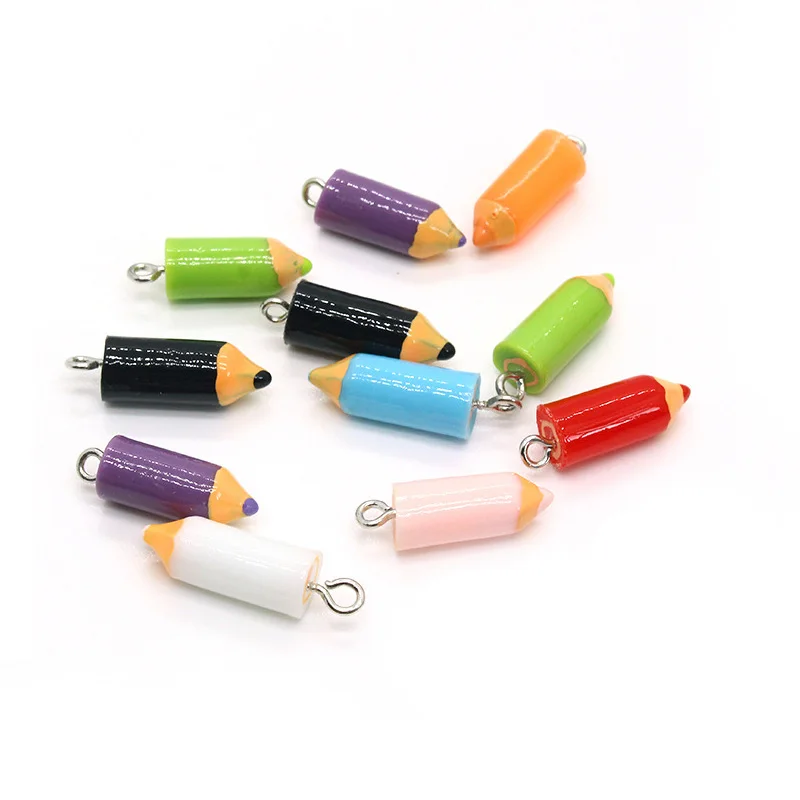 10pcs Simulation Pencil Head Charms Red Yellow Pendants for DIY Jewelry Making Accessories Handmade Earring Necklace Bracelet