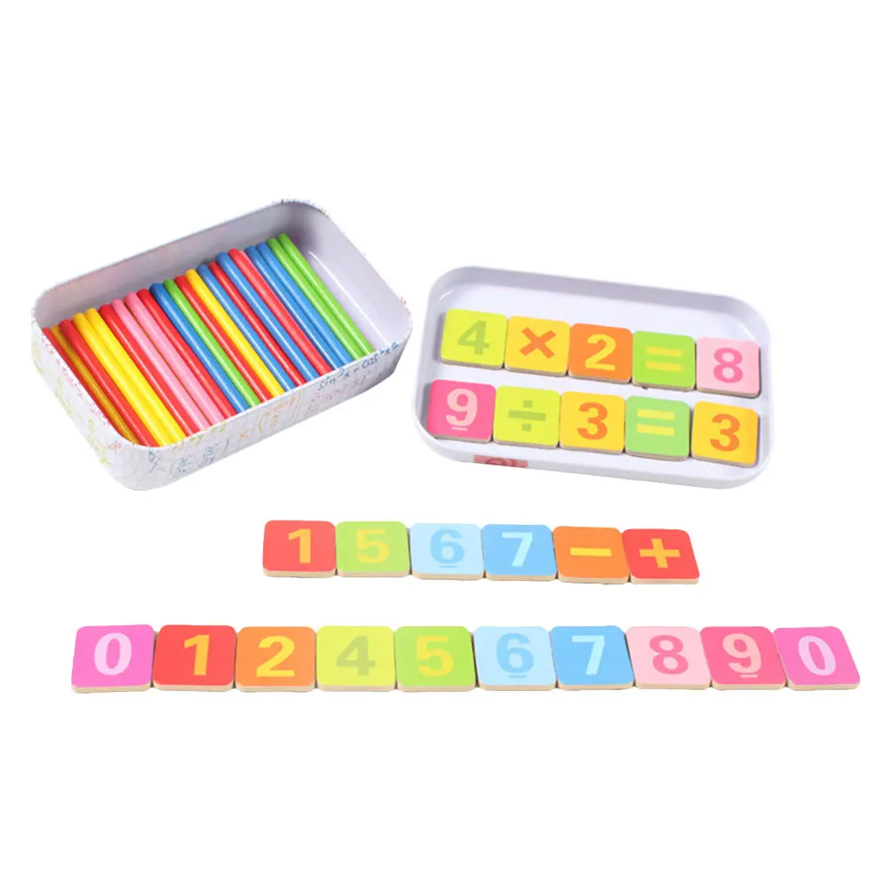 1 set Houten Telstaven Rekenkundige Sticks Kids Math Speelgoed Glad Braam Gratis Kleurrijke Cijfers Leermiddelen Montessori Leren