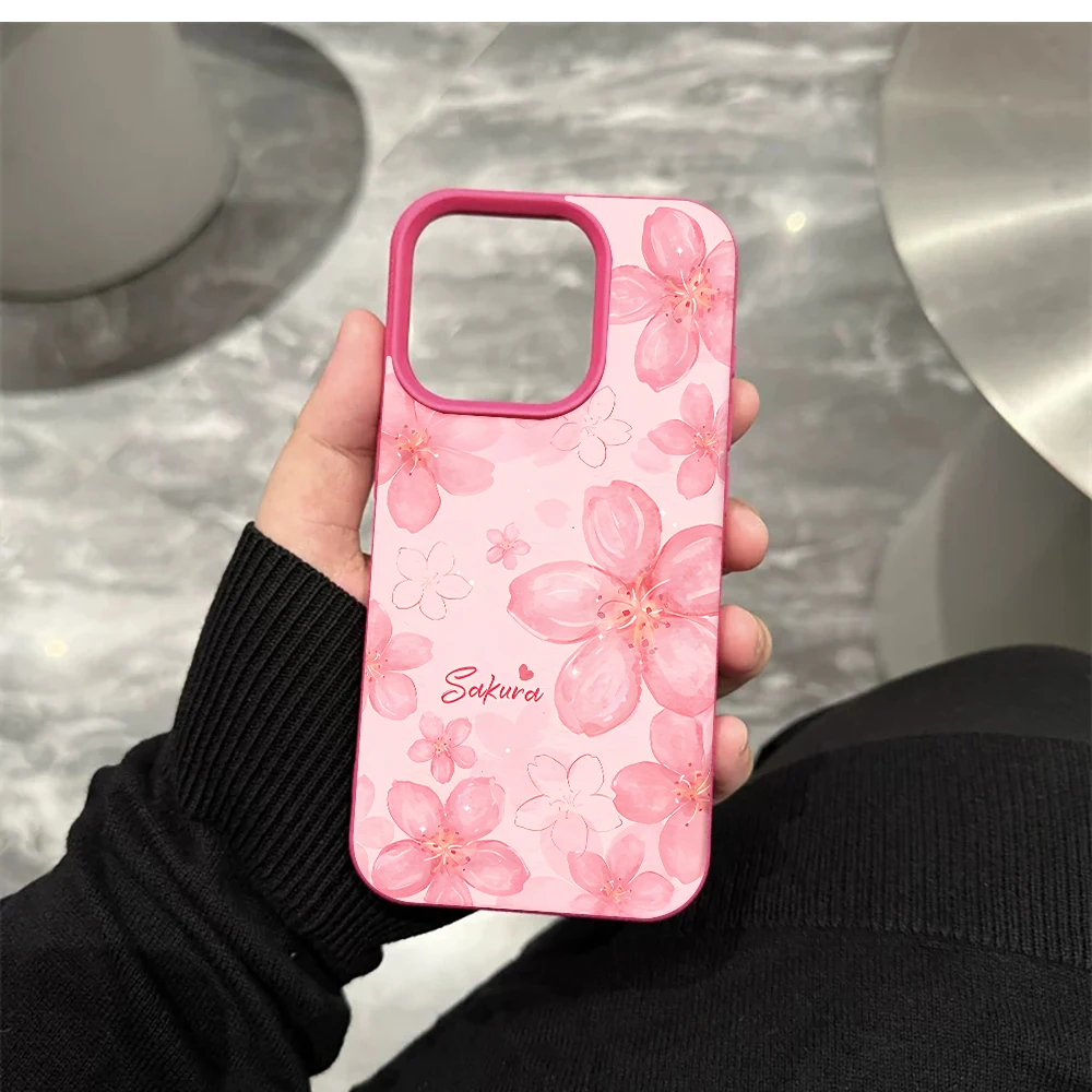 Kirschblüten-Sakura-Handyhülle für iPhone 17 16 15 14 13 12 Pro Max 16 15 14 Plus 17 16 15 14 Pro 17Air Silikon-Matt-Cover – Detail 11