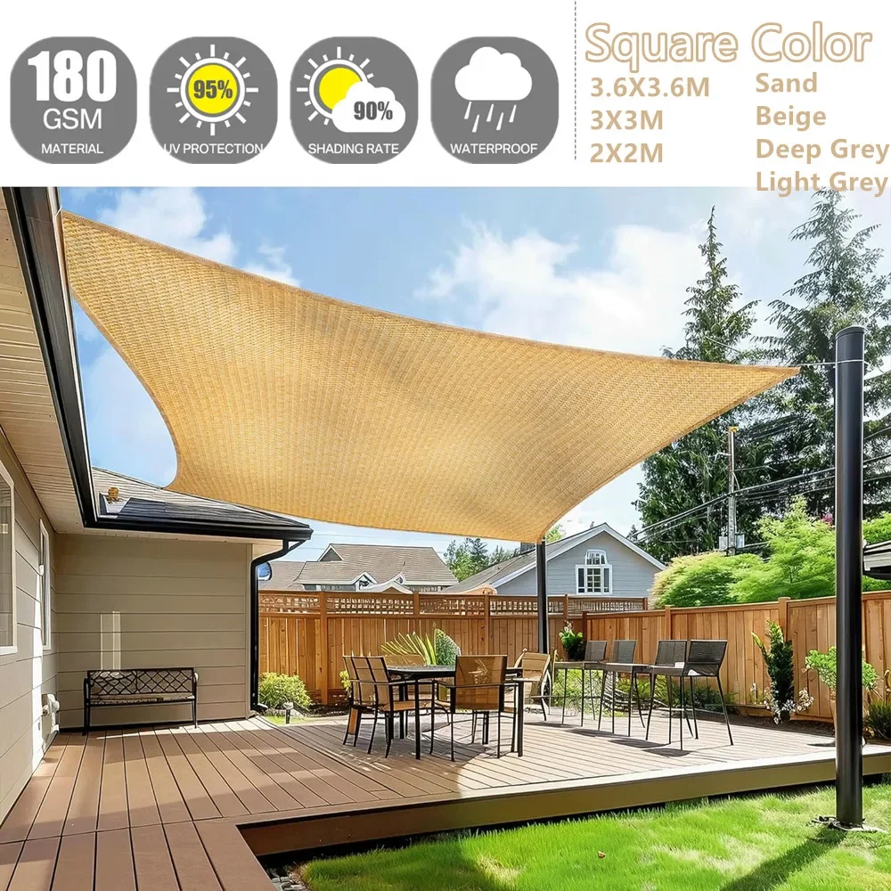 3.6/3/2M Kwadratowe żagle zacieniające Wodoodporny prostokątny baldachim Osłona przeciwsłoneczna do patio Pergola Yard Backyard Cover Markiza z