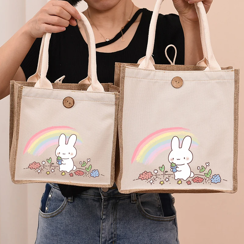 

Horizontal handbag, jute single-shoulder bag, large-capacity tote bag, single-shoulder bag, outdoor handbag