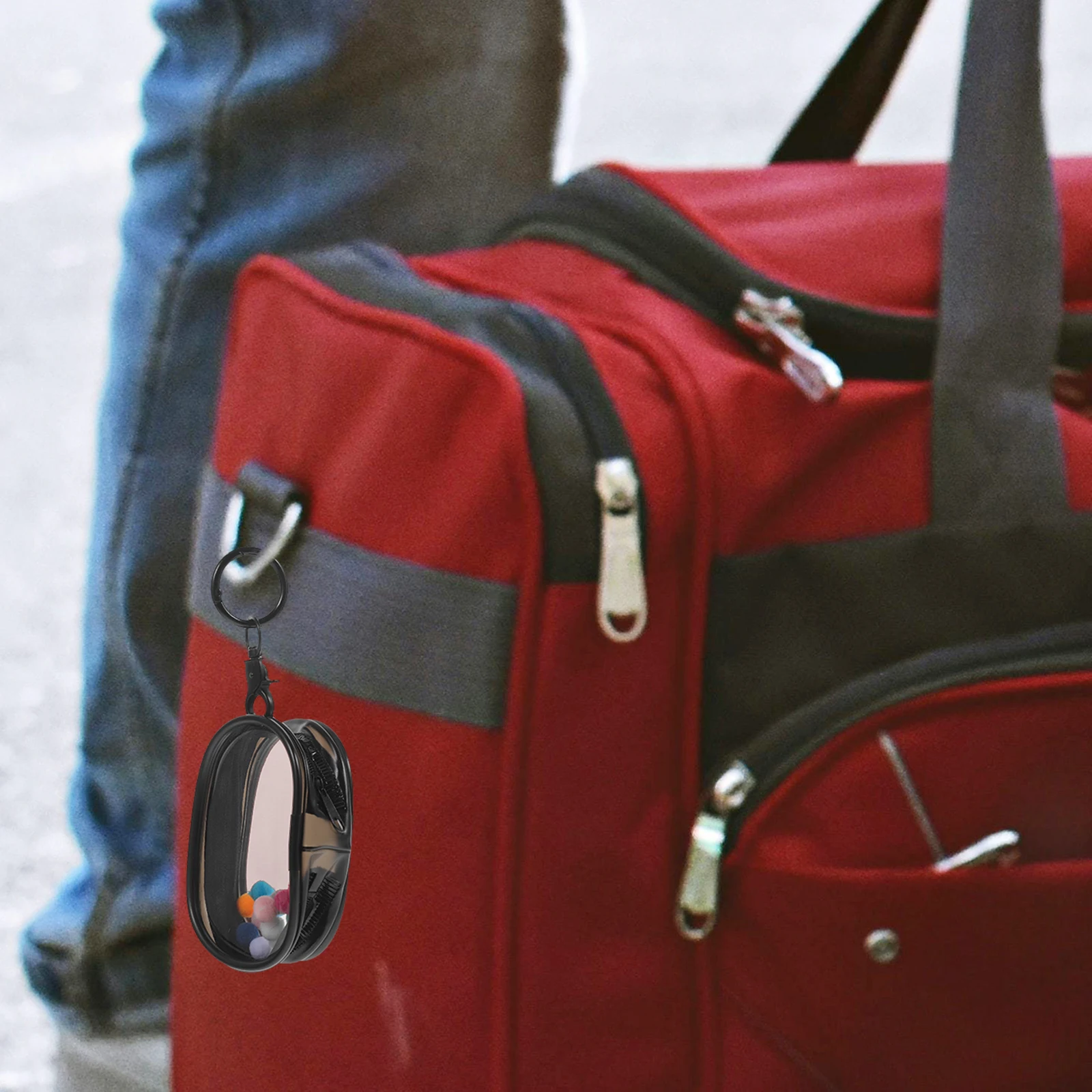 Clear PVC Bag for Storage Display Portable Carrier Case Black Useful Bag Round High Transparency Travel Useful