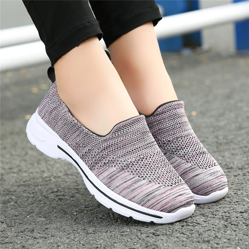 

Women Walking Shoes 35-42 Big Size Light Mesh Fitness Summer Flats Black Loafers Sports Shoes Outdoor Breathable Sneakers