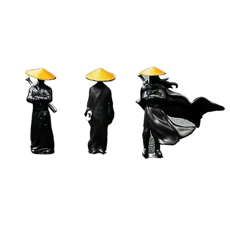 Decorative 50mm Resin Mini Figurines Ancient Sino-Japanese Samurai Warriors Office Cubicle Home Desktop Car Interior Model Gifts