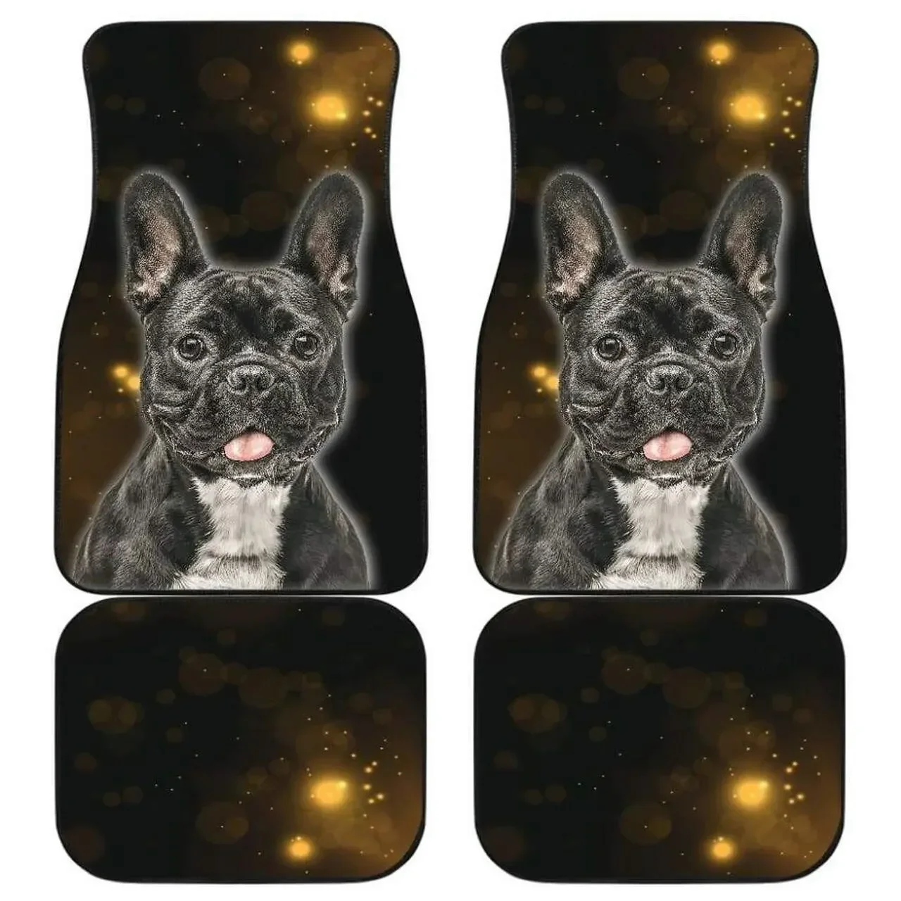 

French Bulldog Funny Car Floor Mat Vintage Black Carpet Anti-Slip Rubber Mat Pack of 4 Car Accessories Car Floor Mats