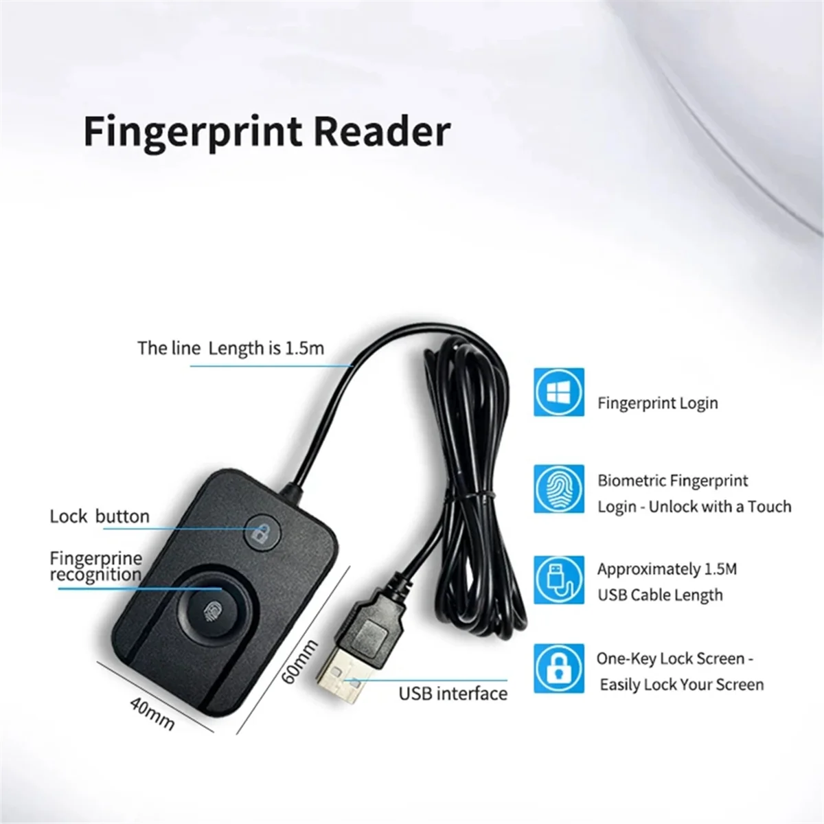 

For 10 11 Hello Biometric Fingerprint Login USB Reader Scanner Device Biometrics Security Key Plug and Play