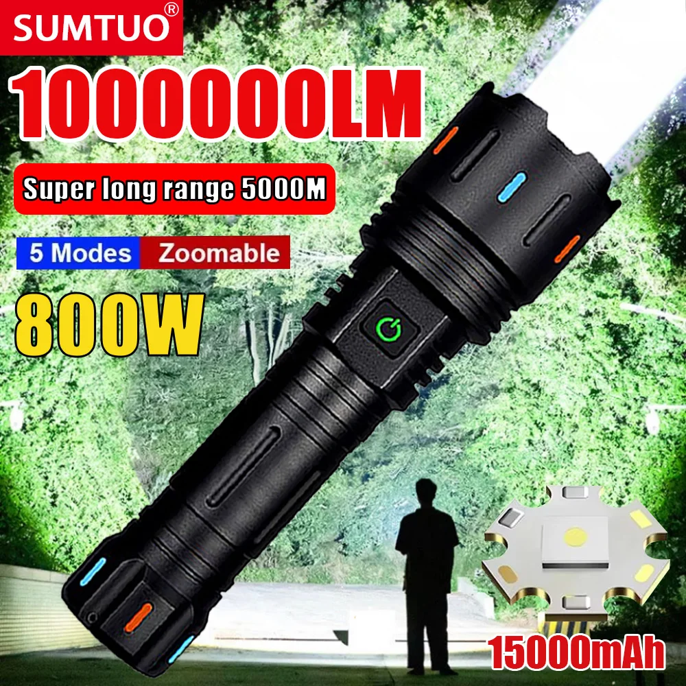 

2024 Rechargeable Flashlight Super Bright Portable Ultra Power Long Range Tactical Torch Lamp Outdoor Emergency Camping Lantern