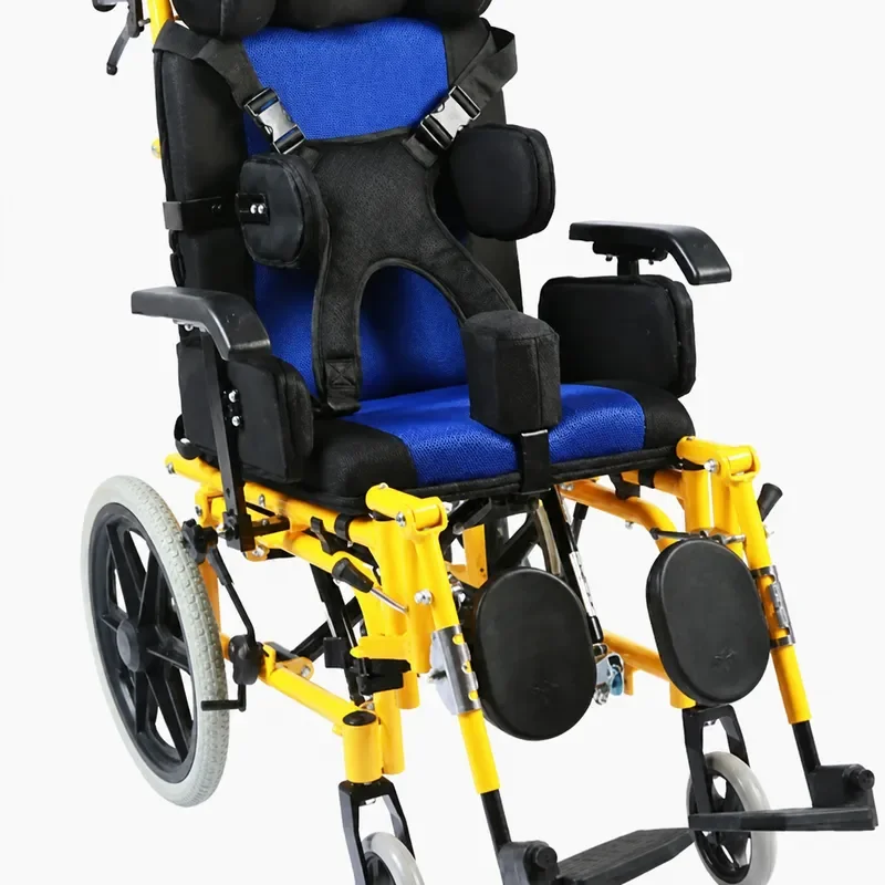 Aluminum Alloy Full Reclining Wheelchair High Backrest Multi Functional Protective Disabled Mobility Cart