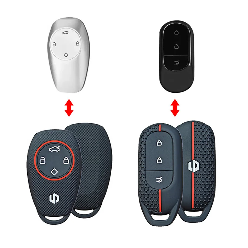 Car Keyless FOB Protective Skin Cover Case Set Hood Sticker for LEAPMOTOR T03 S01 C10 C11 C01 Remote Holder Keychain Accessories