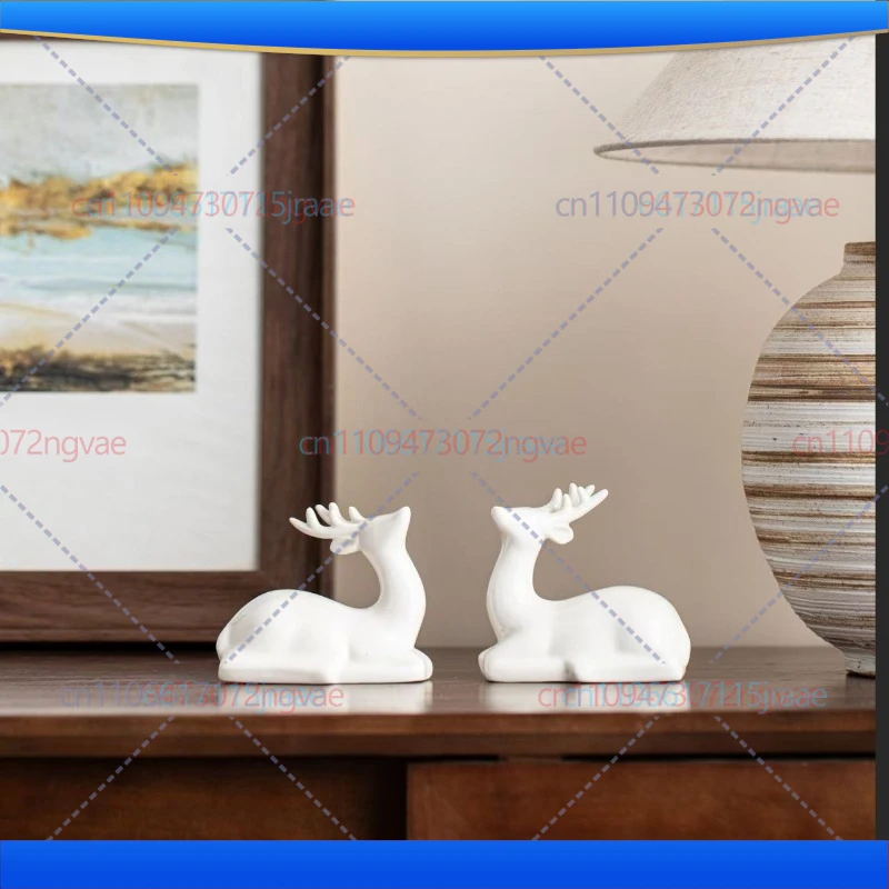 2Pcs For Jingdezhen Nordic style white porcelain deer ornament decoration simple modern home accessories