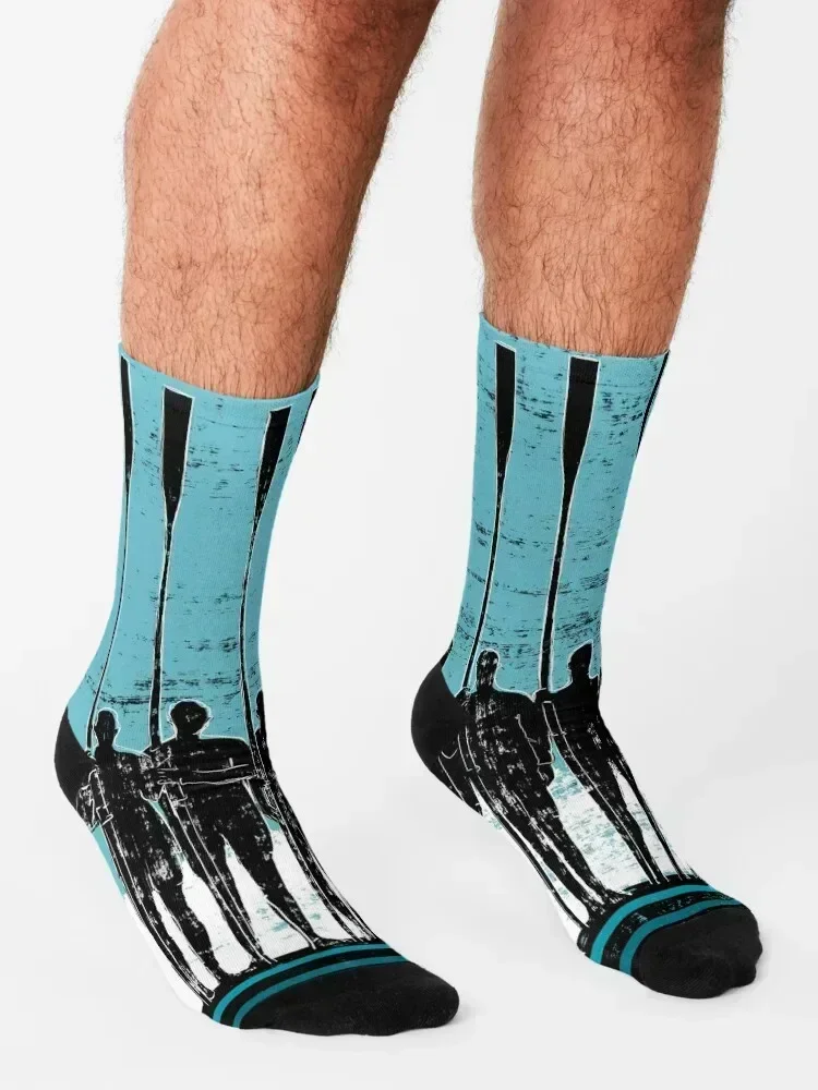 Rowing Crew in Black and Blue Socks Christmas Antiskid soccer sports and leisure floor Socks For Girls Men's