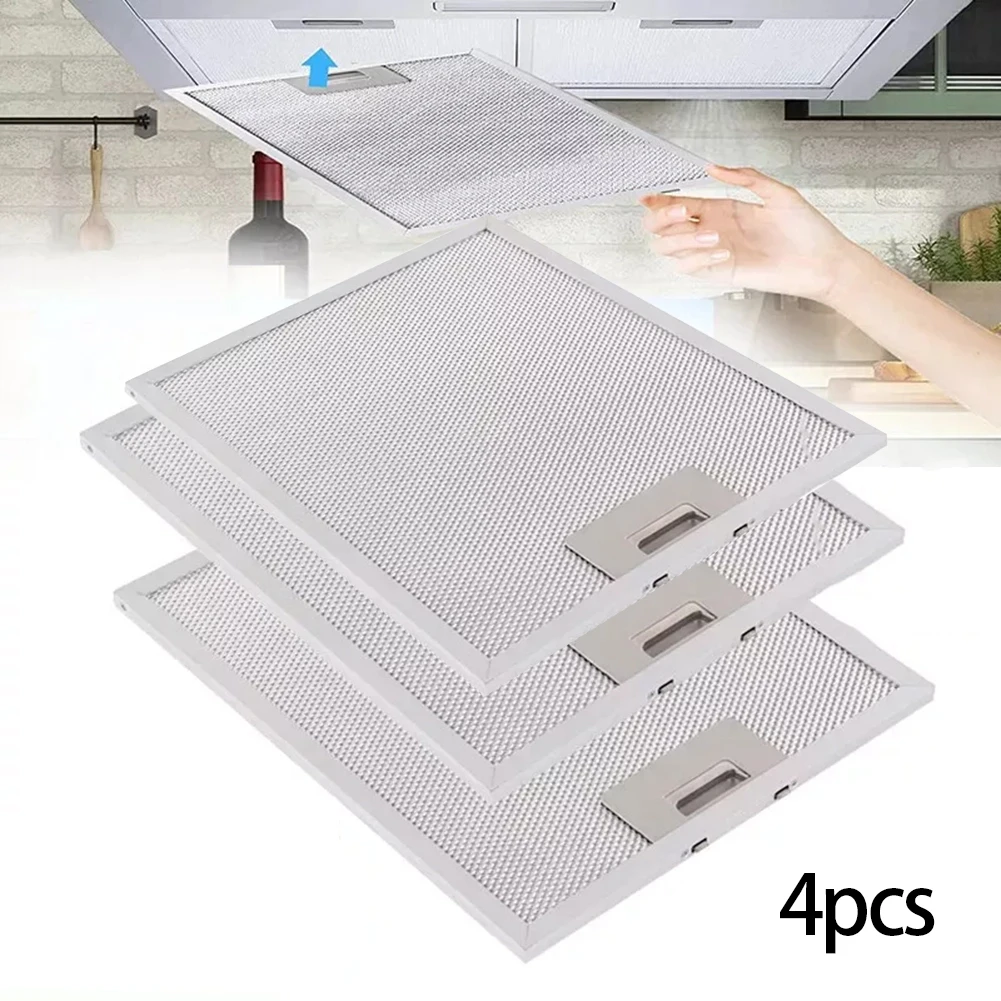 4PCS Silver Aluminum Range Hood Grease Filter 320x260x9mm Mesh For Extractor Fan Cooker Hood Ventilation Replacement