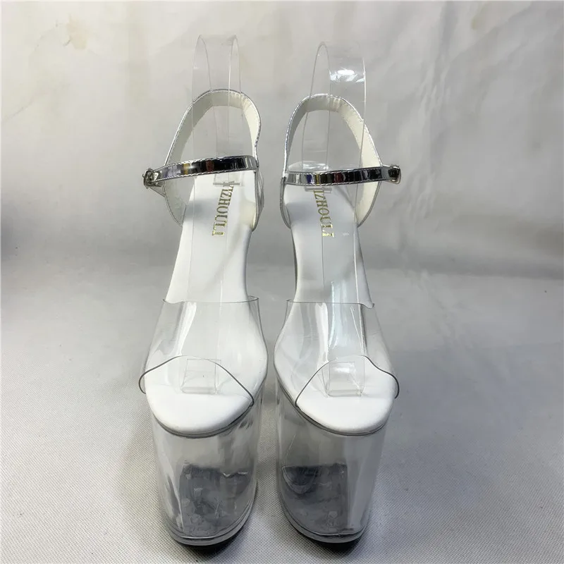 Sandales en cristal transparent à talons hauts de 20cm, chaussures de robe de mariée, chaussures de danse de strip-teaseuse de fête, mode sexy