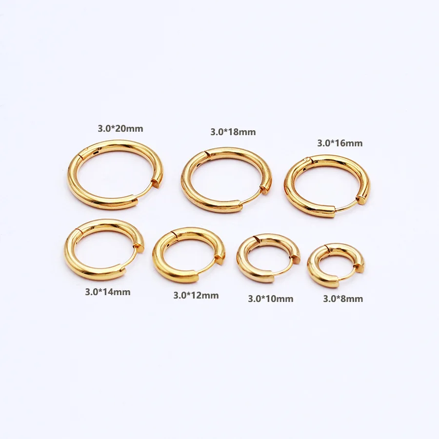 8-20mm Gold-color Plated Super Small Hoop Earrings 316 L Stainless Steel No Easy Fade Allergy Free
