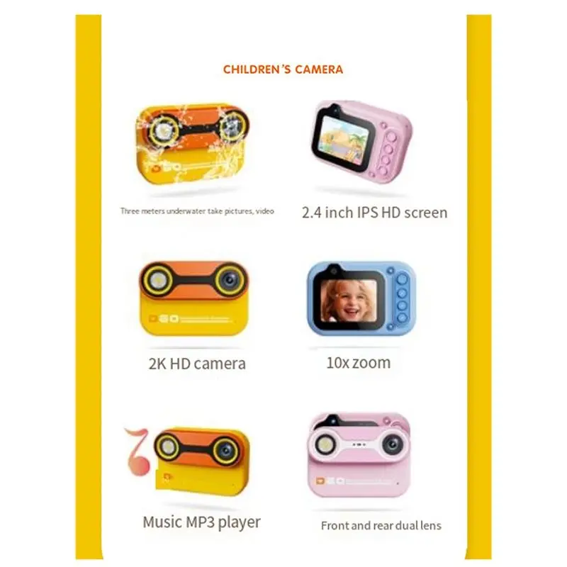 New-Waterproof Child Camera Underwater Camera 3 Meters Waterproof Before And After Dual Camera Swimming Outdoor