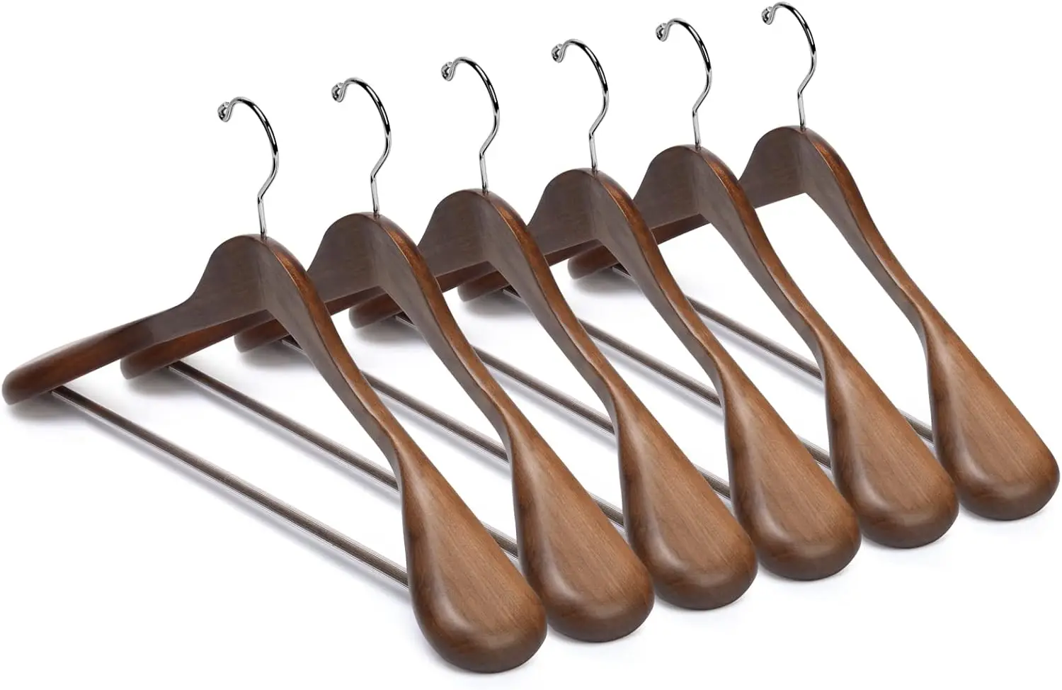 

12 Pack Wood Coat Hangers Jacket Outerwear Shirt Hangers,with Extra-Wide Shoulder