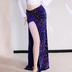 Sexy High Split Mermaid Sequin Long Skirt For Women Belly Dance Long Skirt 95cm Length Oriental Bellydance Costume Skirt 2025