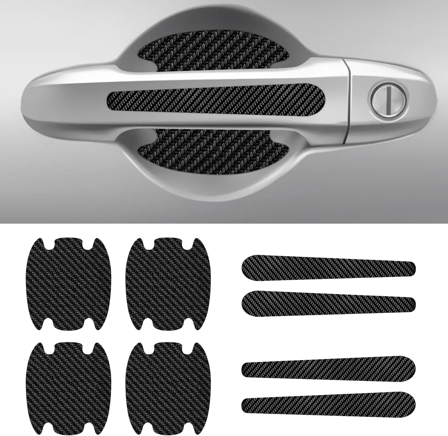 

8Pcs Car Door Handle Sticker, Carbon Fiber Anti-Scratches Car Door Cup Protector, Non-Marking Door Handle Protective Film, Car