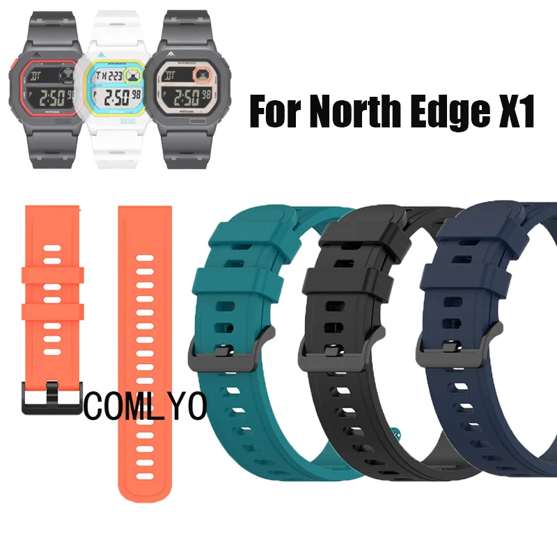 

Ремешок для умных часов NORTH EDGE X1, силиконовый мягкий браслет для женщин и мужчин, спортивный браслет