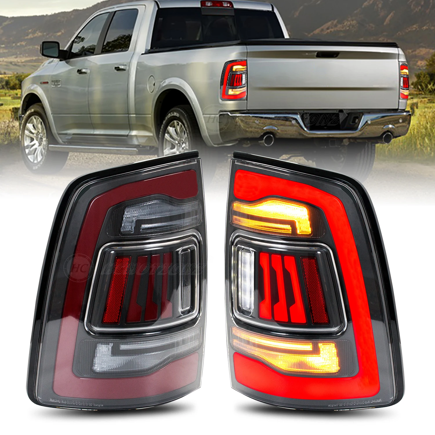 HCMOTIONZ High quality Car Rear Lamps Assembly RAM1500 2009-2018 RAM2500 2013-2018 DRL LED Tail Lights for Dodge RAM