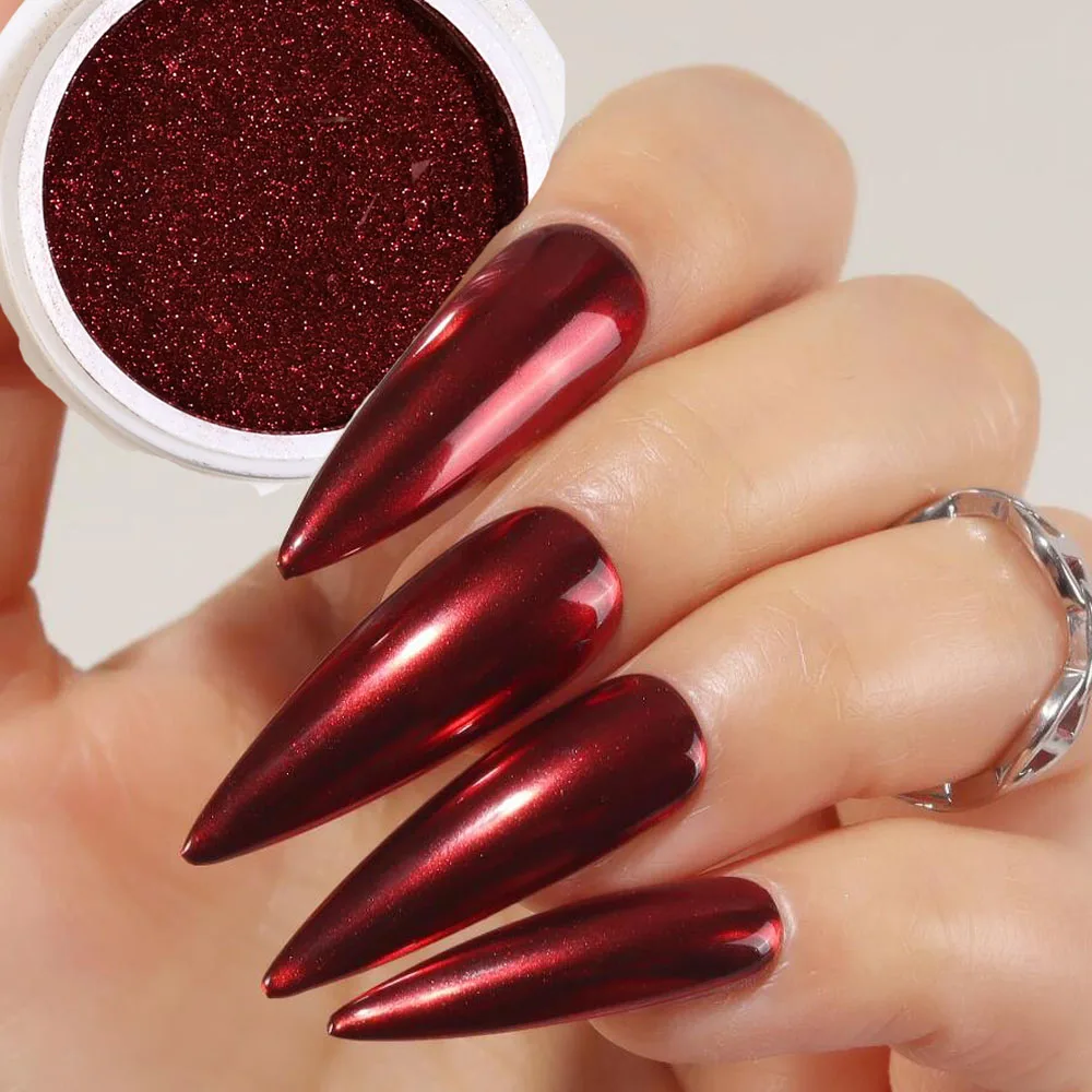 6pcs Metallic Effect Mirror Powder Nail Art Glitter Christmas UV Gel Polish Chrome Pigment Rubbing Dust Manicure Decoration