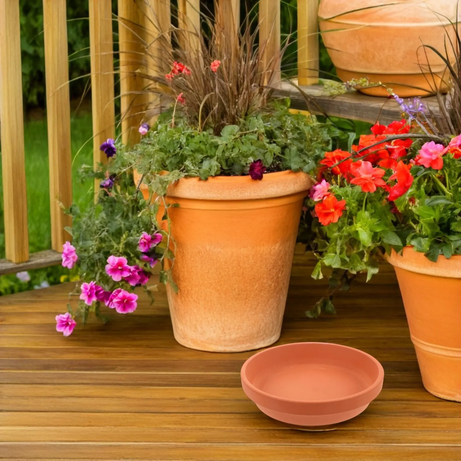 5Pcs Heavy Duty Round Terracotta Plant Saucer Clay Flower Pot Drip Tray with Drainage for Healthy Roots Indoor Outdoor Planter