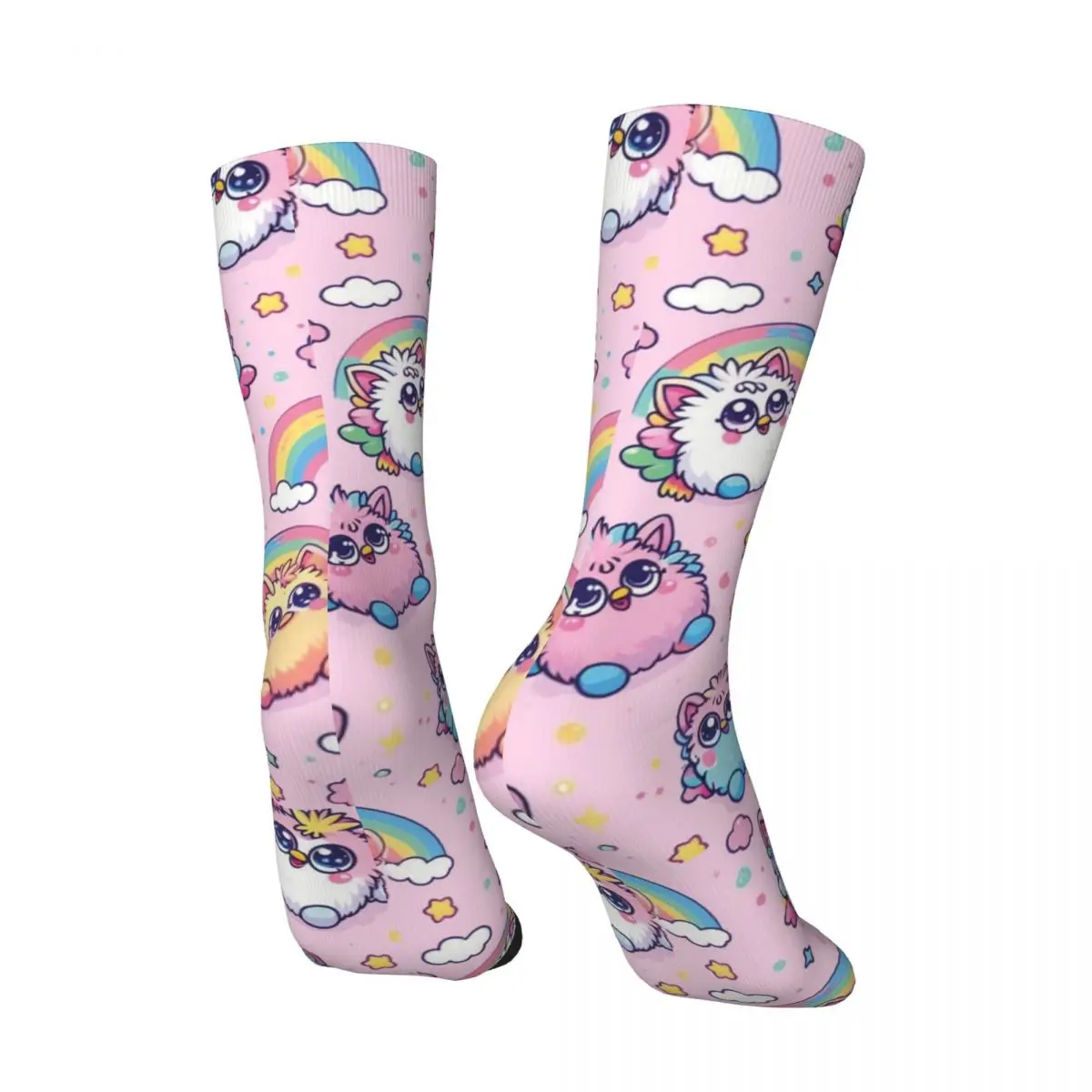 Rainbow Furbys Socks Party Tote Gothic Stockings Girls Warm Soft Running Socks Winter Custom Non Skid Socks