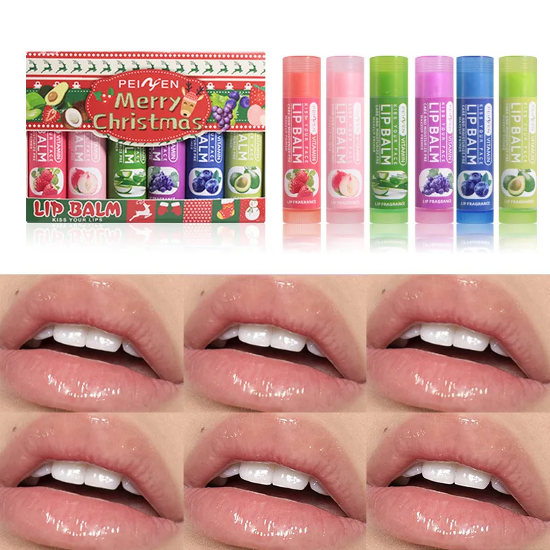 6 Pcs Christmas Lip Balm Set Fruity Lip Balm Moisturizing And Nourishing Reduce Lip Line And Moisturize Lip Care Christmas Gifts