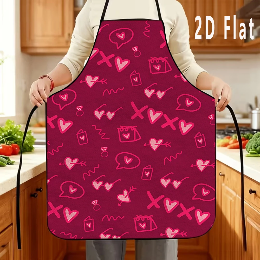 Multiple sizesHeart Symbol Print Apron,  Kitchen/Restaurant Apron, BBQ Apron, Durable and Easy to Clean