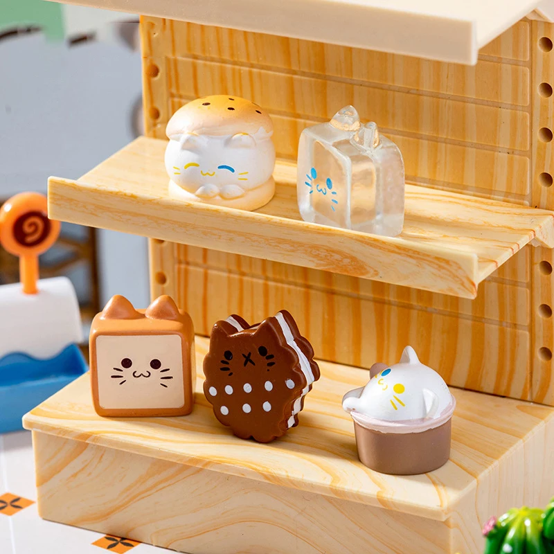만화 디저트 비스킷 버거 고양이 마이크로 풍경 장식품, 미니어처 장식 입상, 데스크탑 DIY 홈 장식 선물