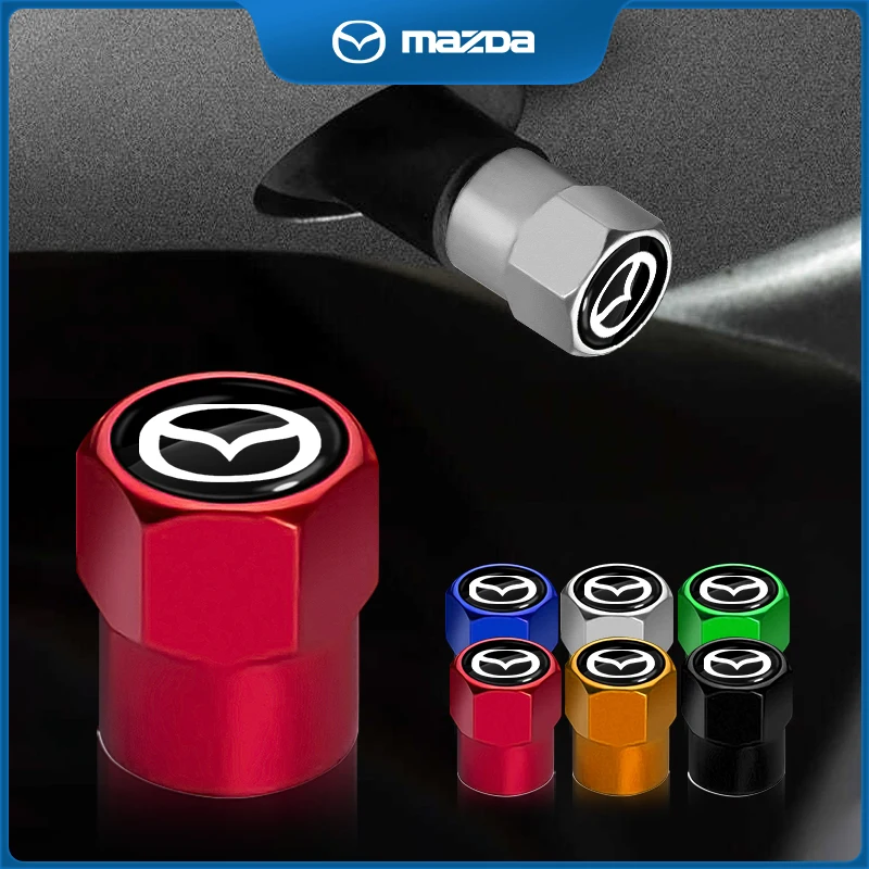 4Pcs Metal Car Wheel Tire Hex Valve Caps Stem Case Covers For Mazda 2 3 5 M5 Ms CX-4 CX-5 CX6 M3 M6 MX3 MX5 Rx8 Car Accessories