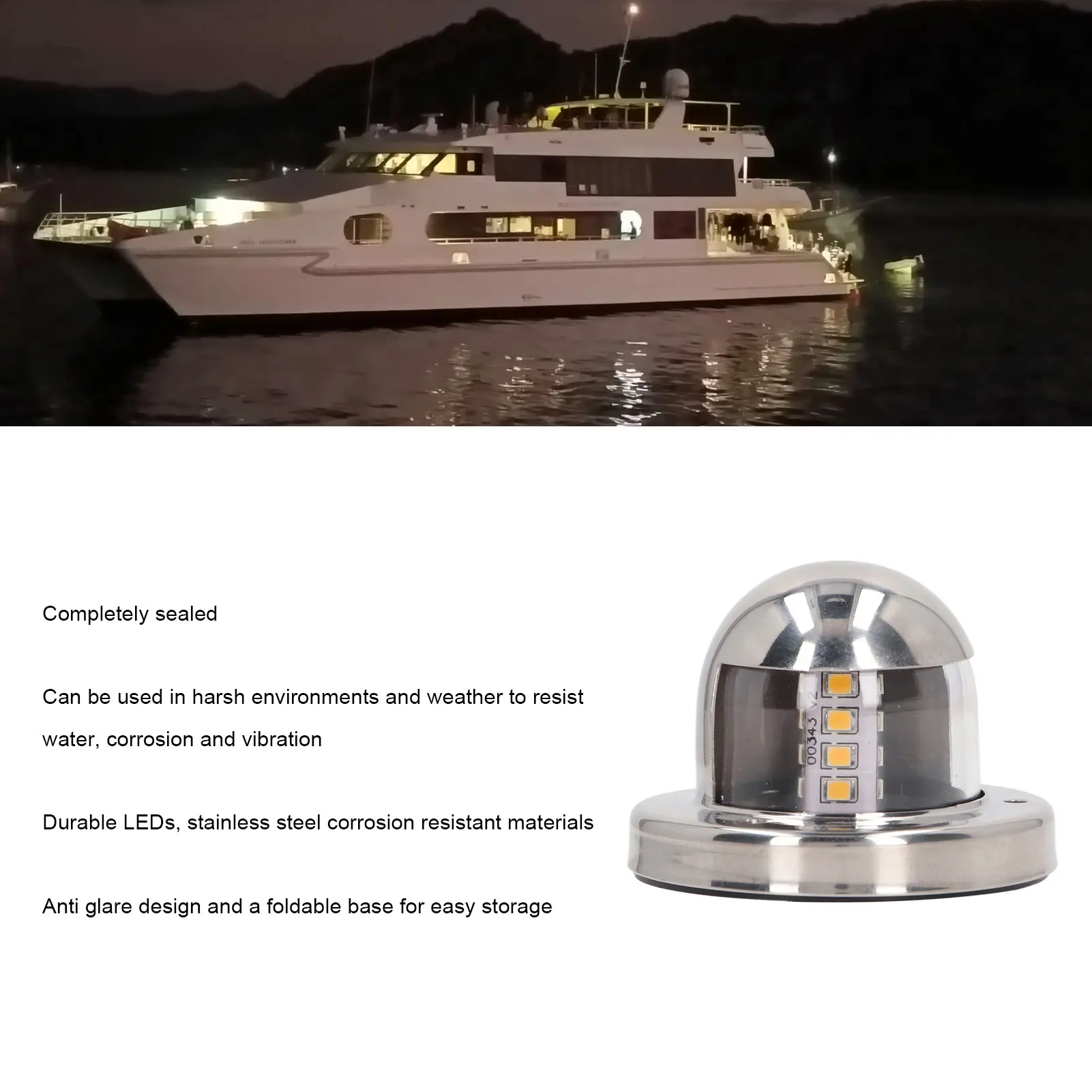 Navigation Anchor Lights Marine Anchor Lights White 2nm Visibility IP66 Waterproof Rugged Anti Glare for Boats Yachts Pontoon