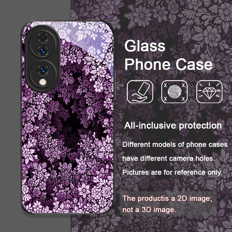 Funda de teléfono de vidrio templado con flores coloridas Retro para Huawei Honor 200 Lite 100 300 Pro 90 GT X8 X9 Magic 7 6 5 Pro fundas florales