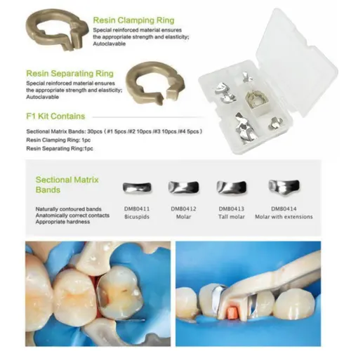 Sistema de matriz seccional Dental F1, banda de matriz seccional Dental, sujeción de resina/anillo separador, herramientas de dentista