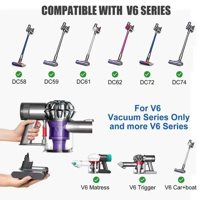 21.6v12800ah fordyson bateria de substituição dc62 dc59 dc58 sv03 sv04 sv09 v6 animal motorhead v6 magro v6 massa de vácuo absoluta