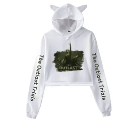 The Outlast Trials Crop Top Hoodie Harajuku Cropped Sweatshirt Streetwear Hip Hop Long Sleeves Pullover Tops Sudaderas Mujer