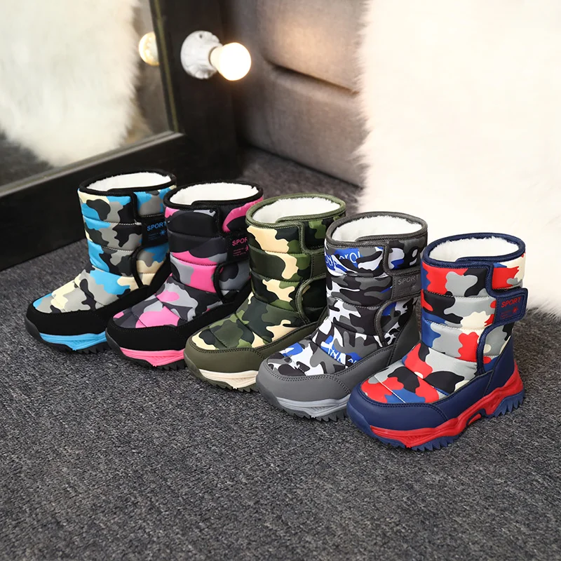 

Popular children's camouflage snow boots winter children's shoes cotton shoes gray camouflage fashionable warm children's boots