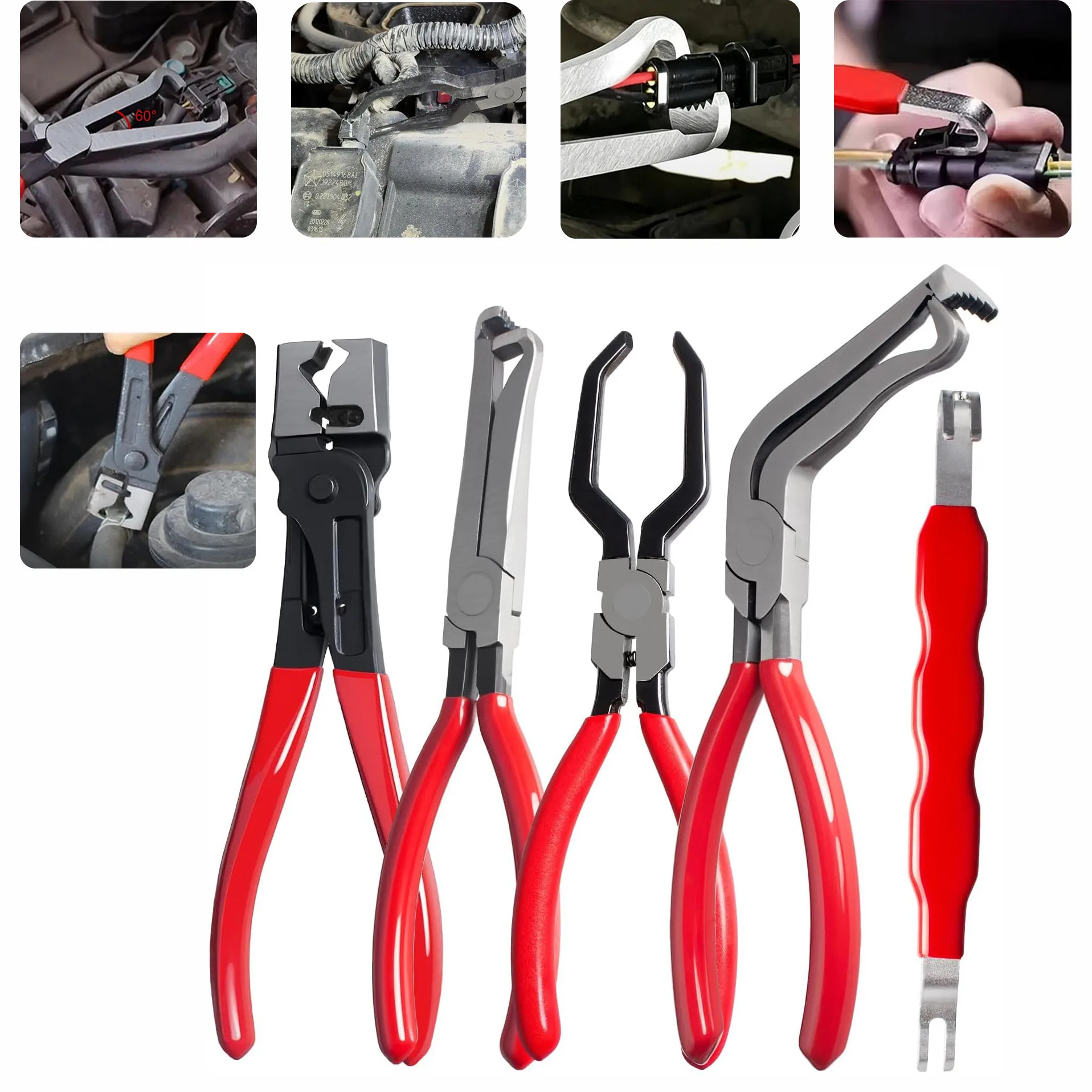 5Pcs Quick Disconnect Pliers Set, Automotive Electrical Connector & Fuel Line Removal Tool Kit for Car & Bike