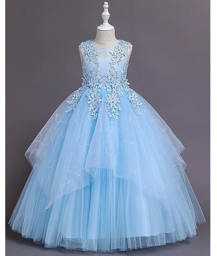 فستان زفاف وصيفة العروس للفتيات الصغيرات فساتين حفلات أنيقة للأطفال ملابس بيضاء من 4 إلى 12T #6