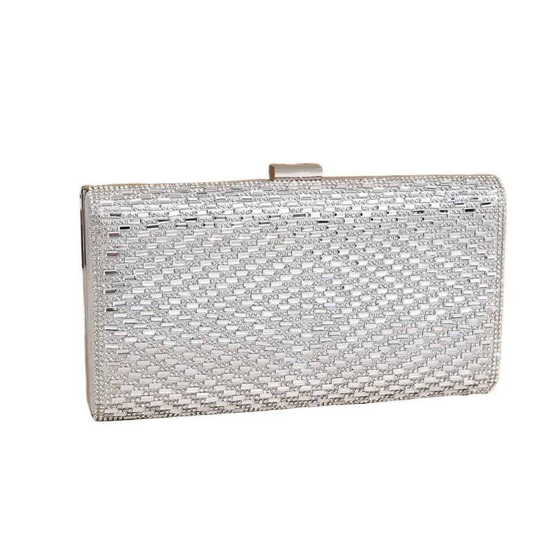 

Full Diamond Silver Evening Bags Women's Ceremony Birthday Party Clutch Wedding Party Sparkle Purse Classic Godmother Hangbag