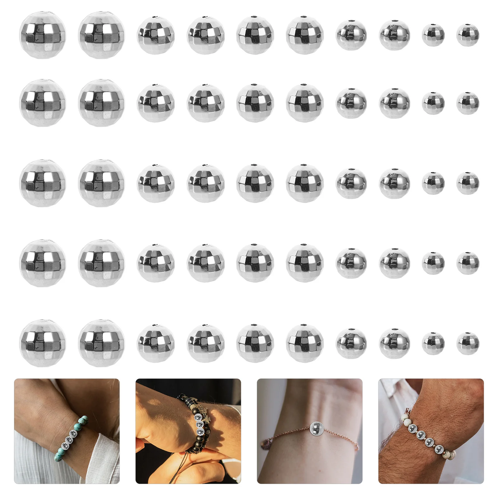 

200Pcs Disco Ball Beads DIY Crafts Making Kit Round Small Beads for Jewelry Making Bracelet Decor Disco Ball Bead