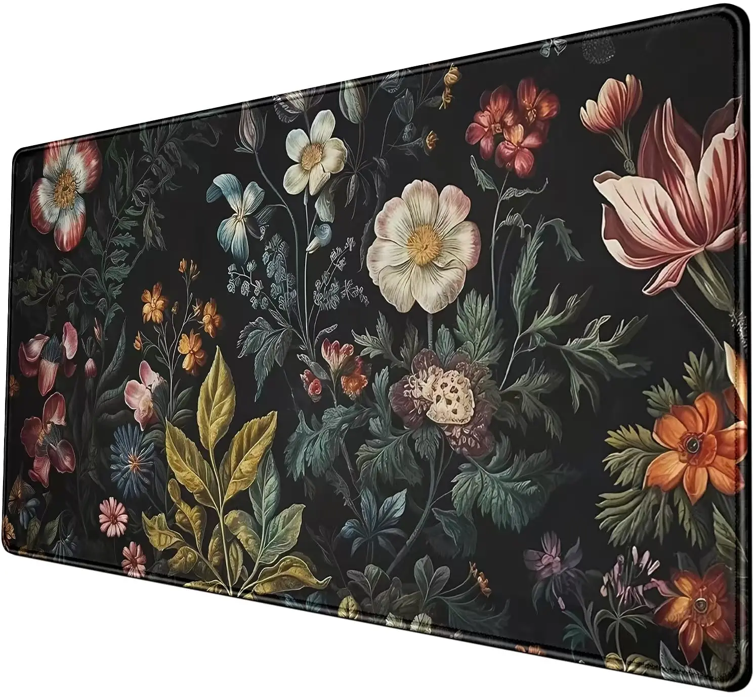 

Black Floral Patterned Mousepad,a Cute Desktop Decoration,anti-slip and Waterproof Gaming Mouse Pad,the Perfect Gift for Friends